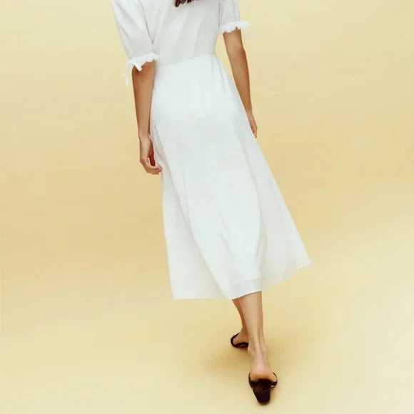 Reformation White Lace Trim Dress